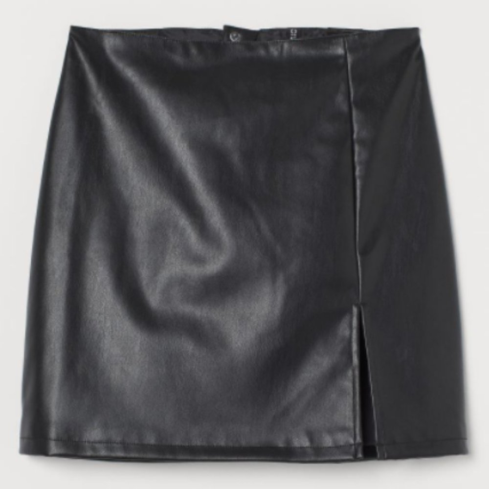 H&M Black Faux Leather Skirt